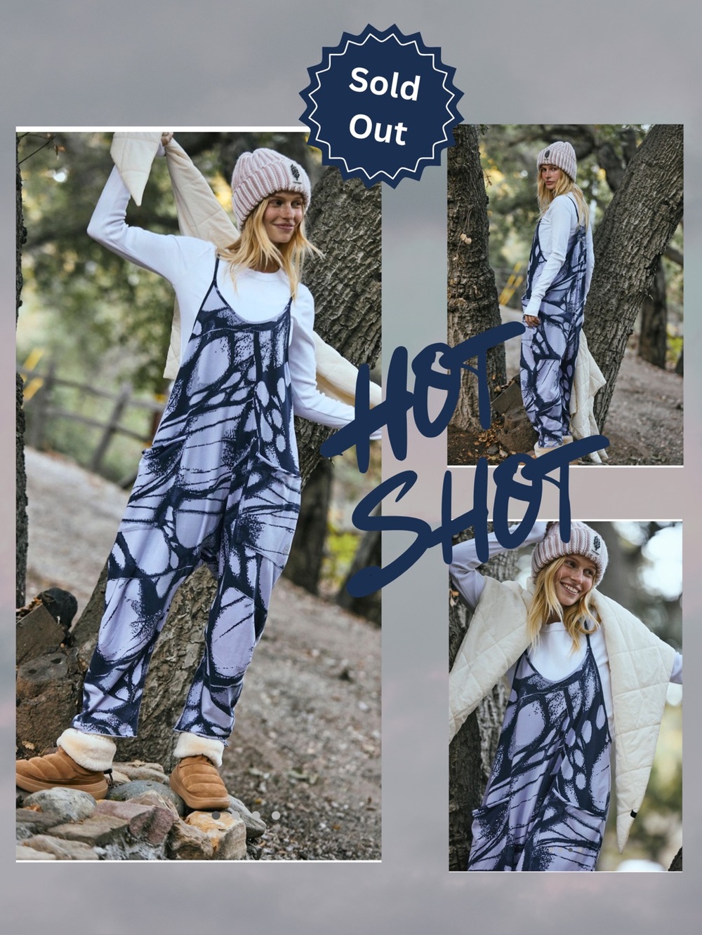 FP Movement Hot Shot Printed Onesie in Skylight Butterfly Navy